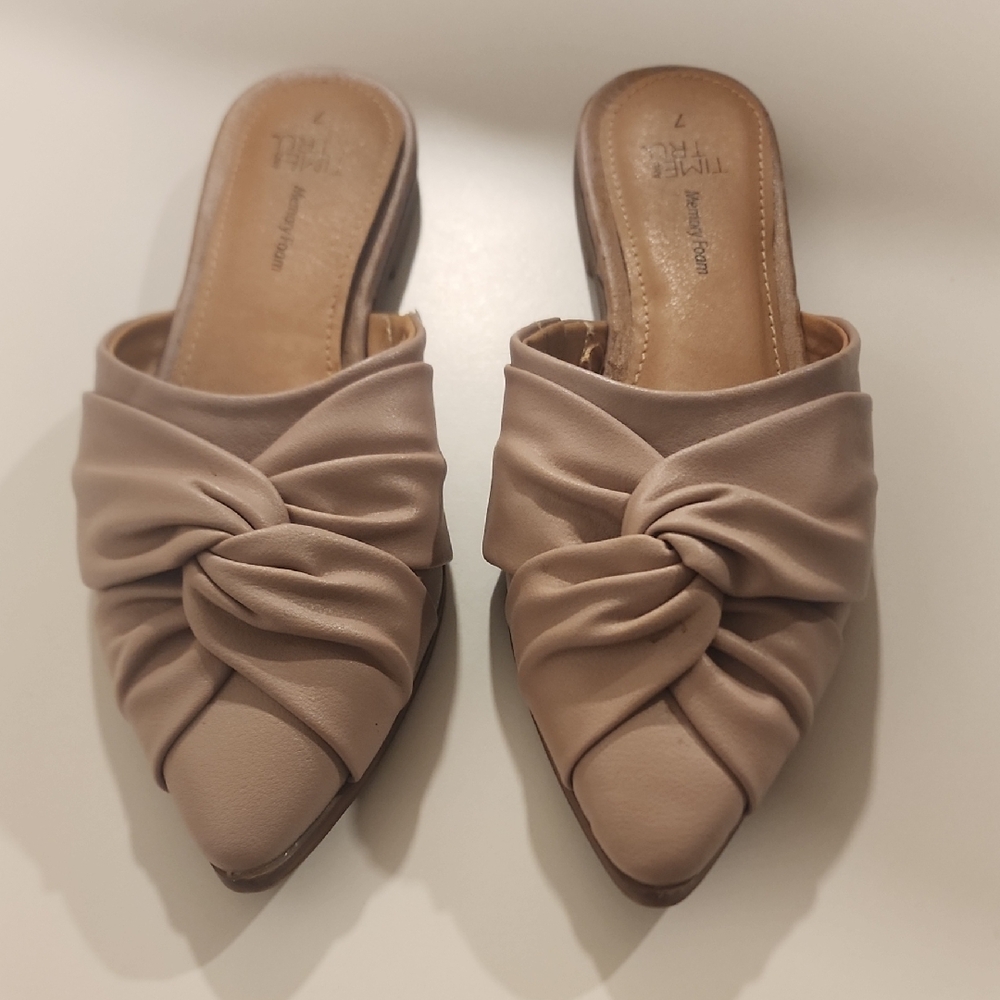 Time And Tru - Pink Knotted Slip-On Mules